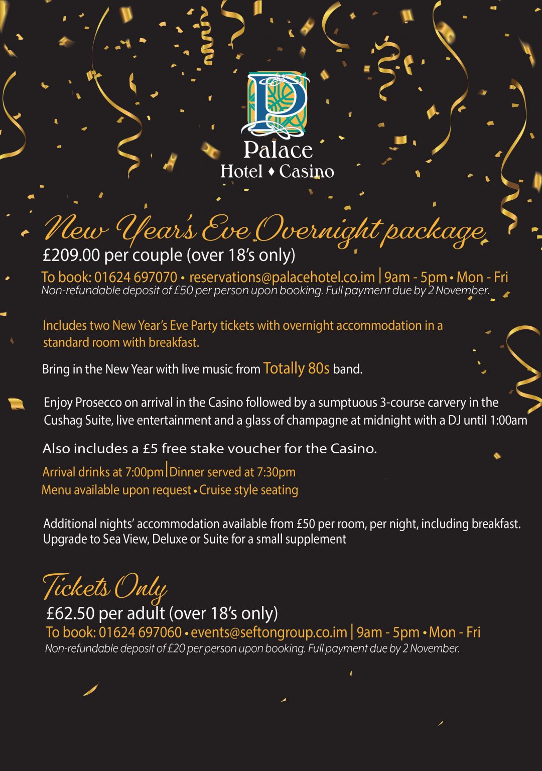 New Year’s Eve Overnight Package – Best Western | Palace Hotel &amp; Casino